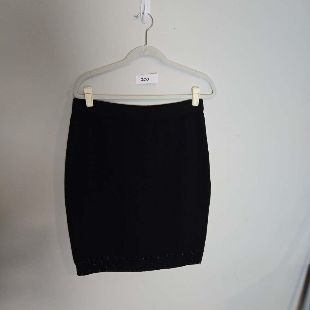 St. John Evening by Marie Gray Black Knit Sequin Trim Pencil Skirt Size 12
